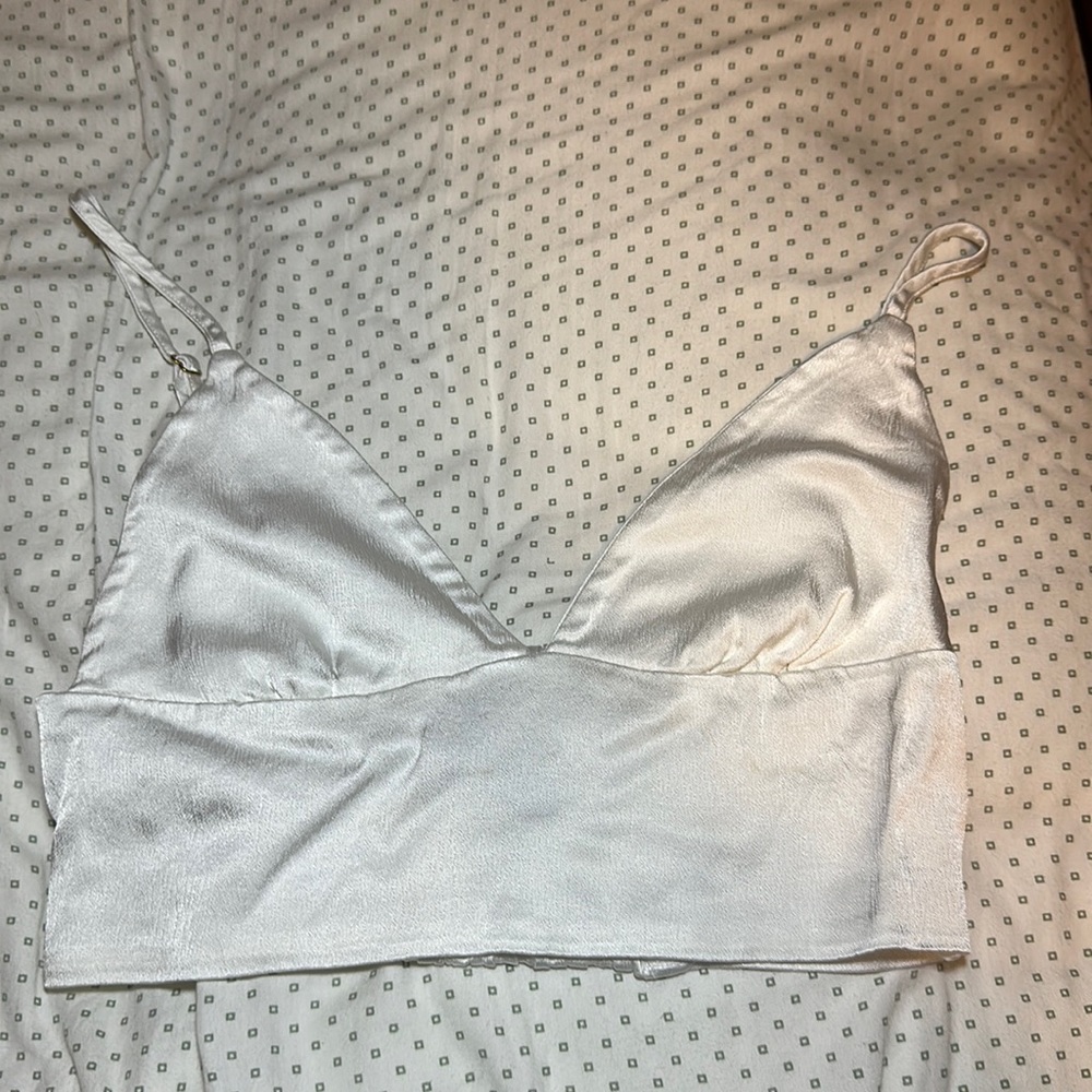 ZARA White Satin Bralette / Crop Top